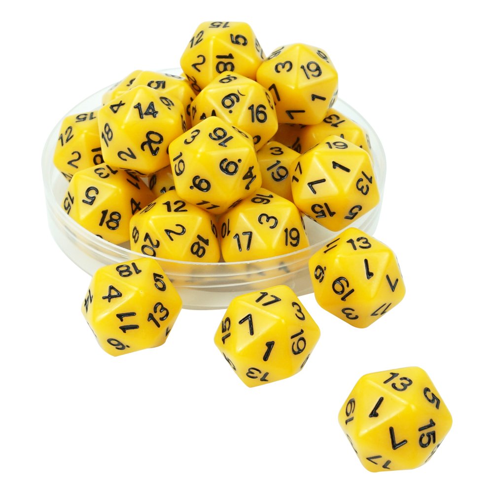 Hot sell colorful d20 sided dice green or yellow custom acrylic bulk dice with number for playing drink game