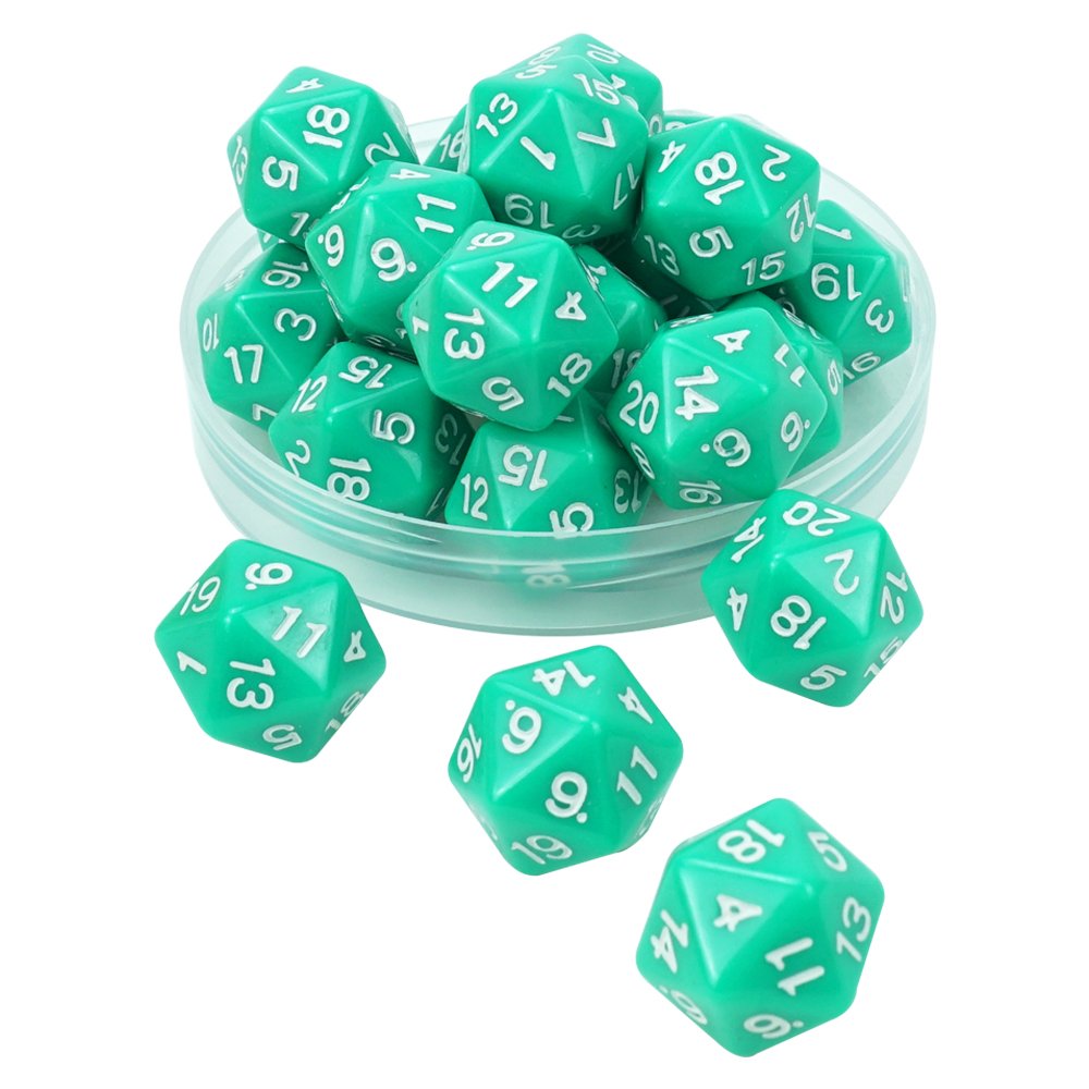 Hot sell colorful d20 sided dice green or yellow custom acrylic bulk dice with number for playing drink game