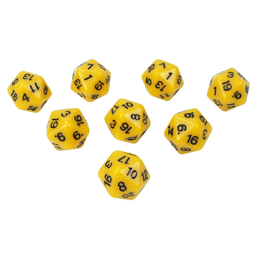 Hot sell colorful d20 sided dice green or yellow custom acrylic bulk dice with number for playing drink game