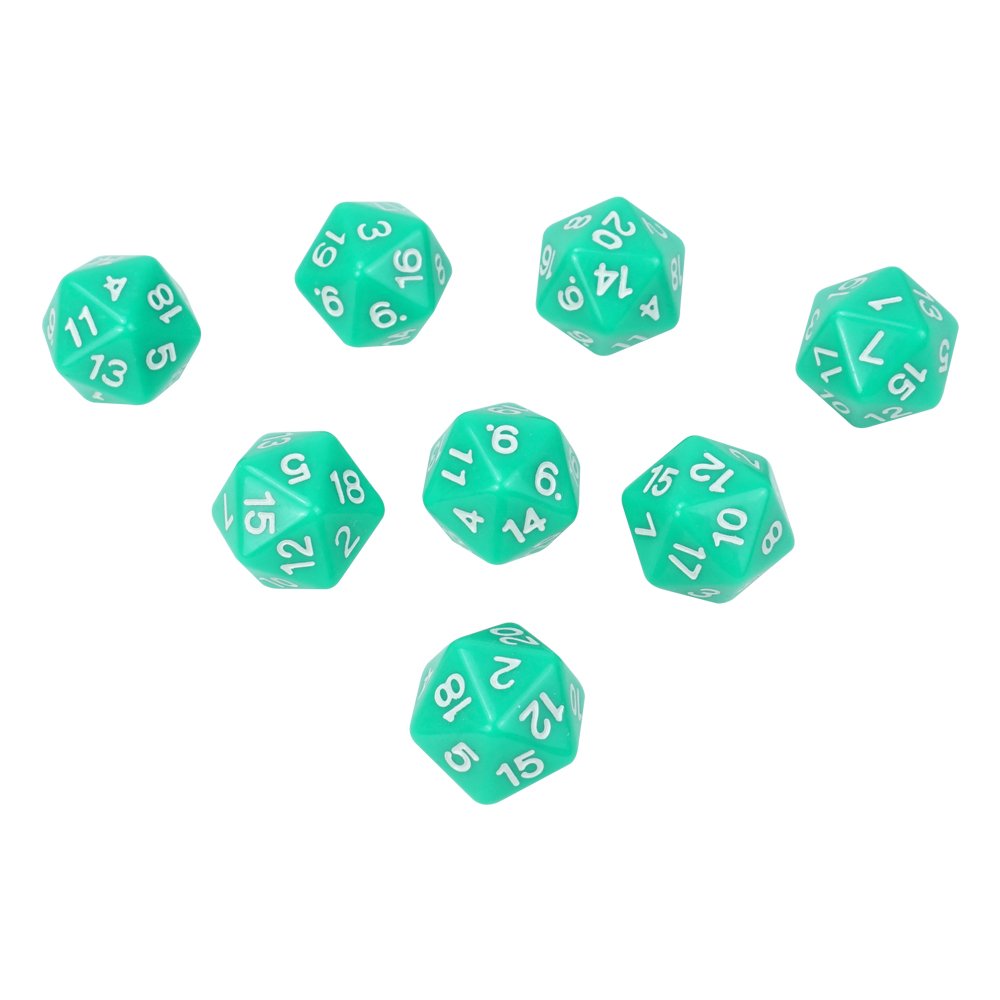 Hot sell colorful d20 sided dice green or yellow custom acrylic bulk dice with number for playing drink game