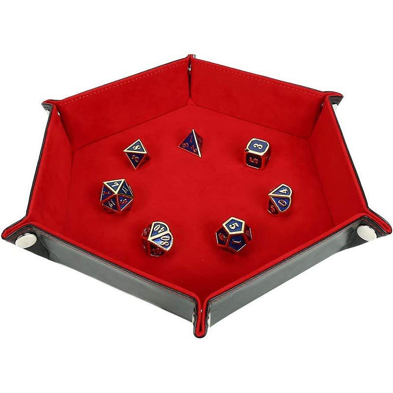 Hot Selling Cross-Border Hexagonal Swan Velvet Dice Roll Foldable Storage Box With PU Tray Desktop Organization Solution