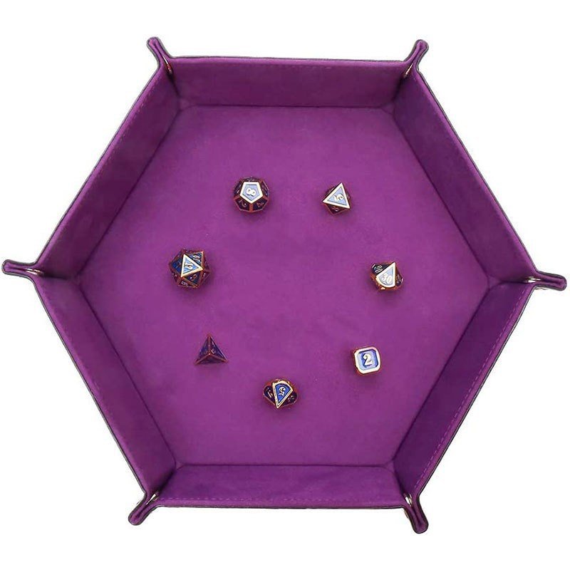 Hot Selling Cross-Border Hexagonal Swan Velvet Dice Roll Foldable Storage Box With PU Tray Desktop Organization Solution