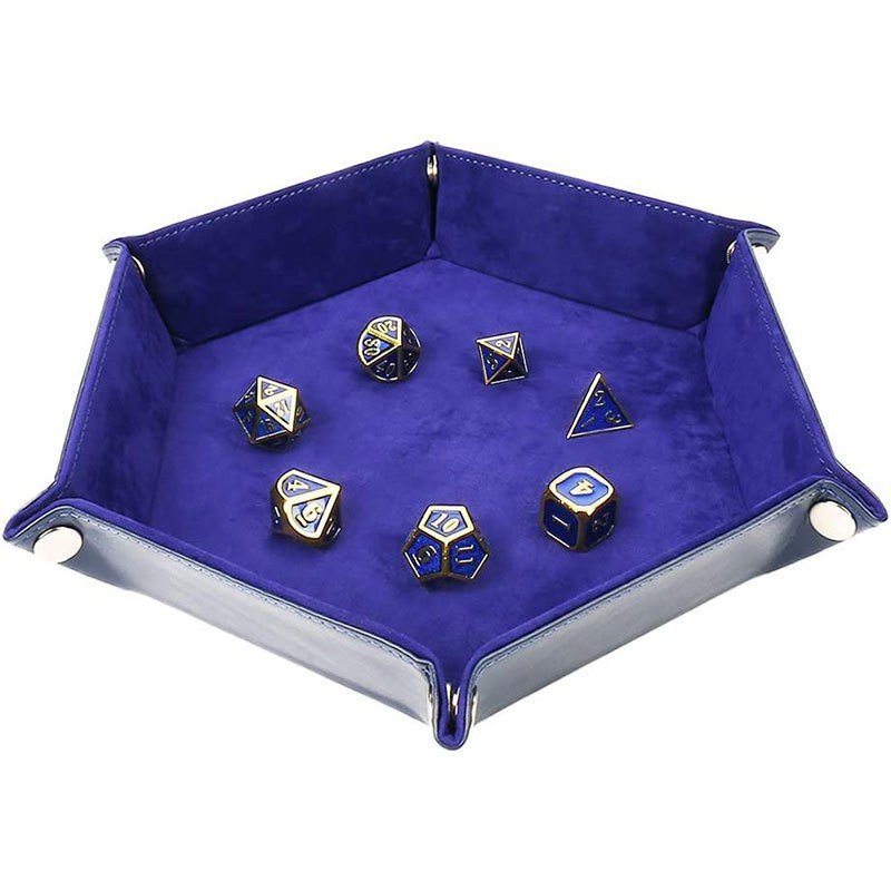 Hot Selling Cross-Border Hexagonal Swan Velvet Dice Roll Foldable Storage Box With PU Tray Desktop Organization Solution
