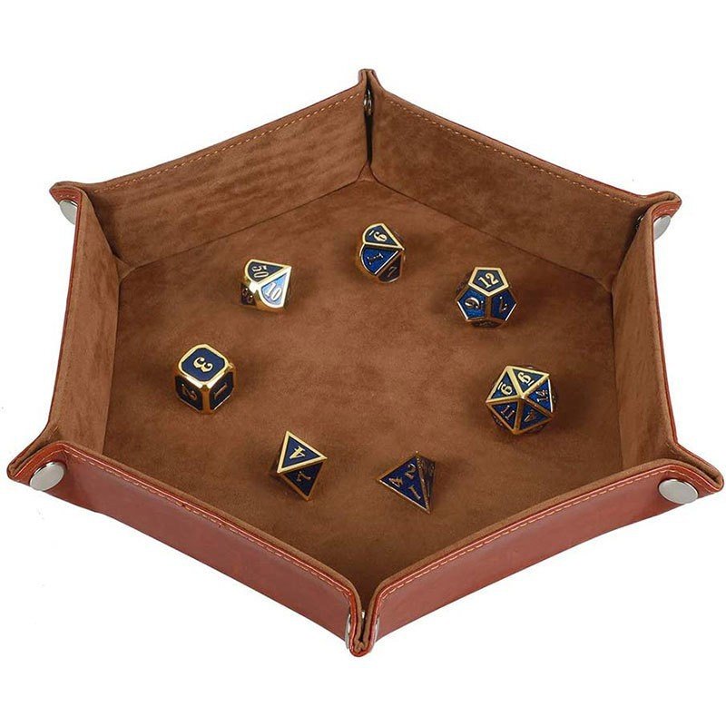 Hot Selling Cross-Border Hexagonal Swan Velvet Dice Roll Foldable Storage Box With PU Tray Desktop Organization Solution