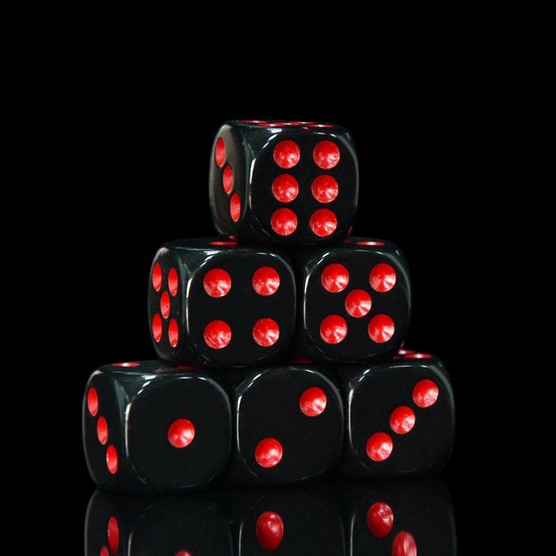 Round Corner 16mm d6 dice games custom logo engraved black acrylic dice For Bar Party Rpg Board Game