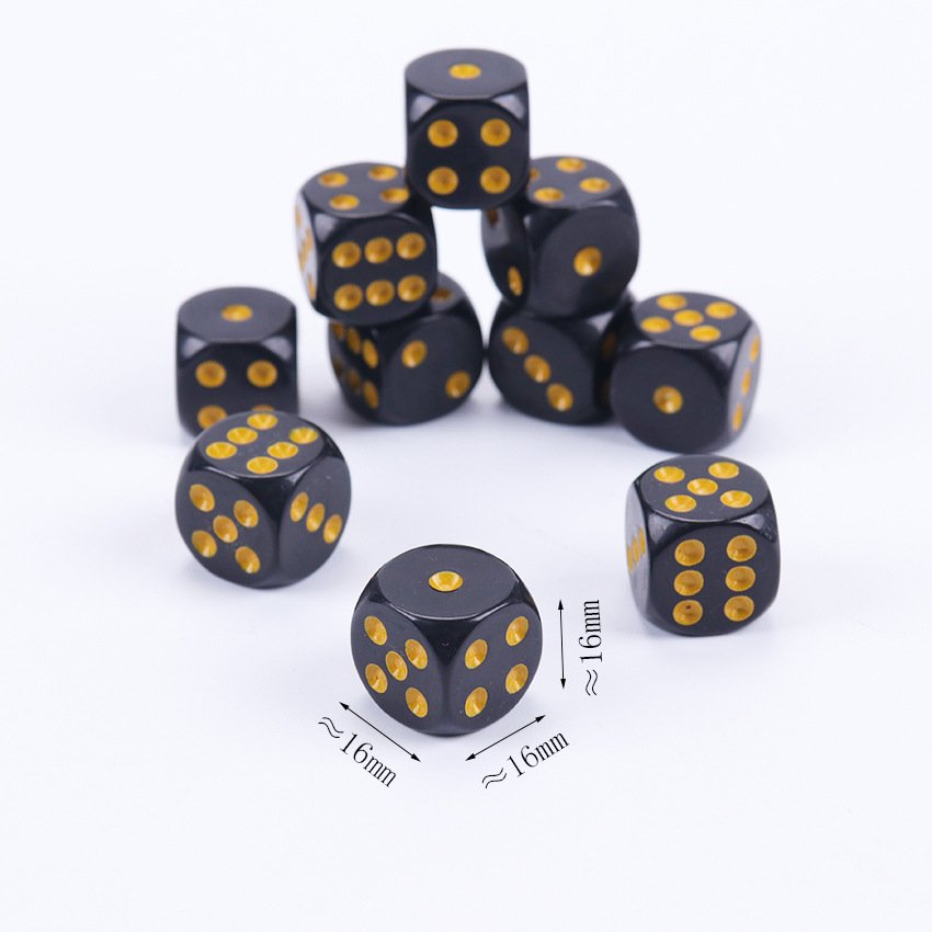 Round Corner 16mm d6 dice games custom logo engraved black acrylic dice For Bar Party Rpg Board Game