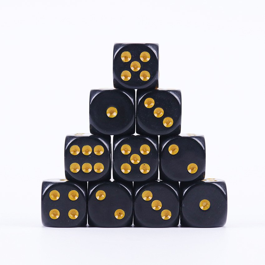 Round Corner 16mm d6 dice games custom logo engraved black acrylic dice For Bar Party Rpg Board Game