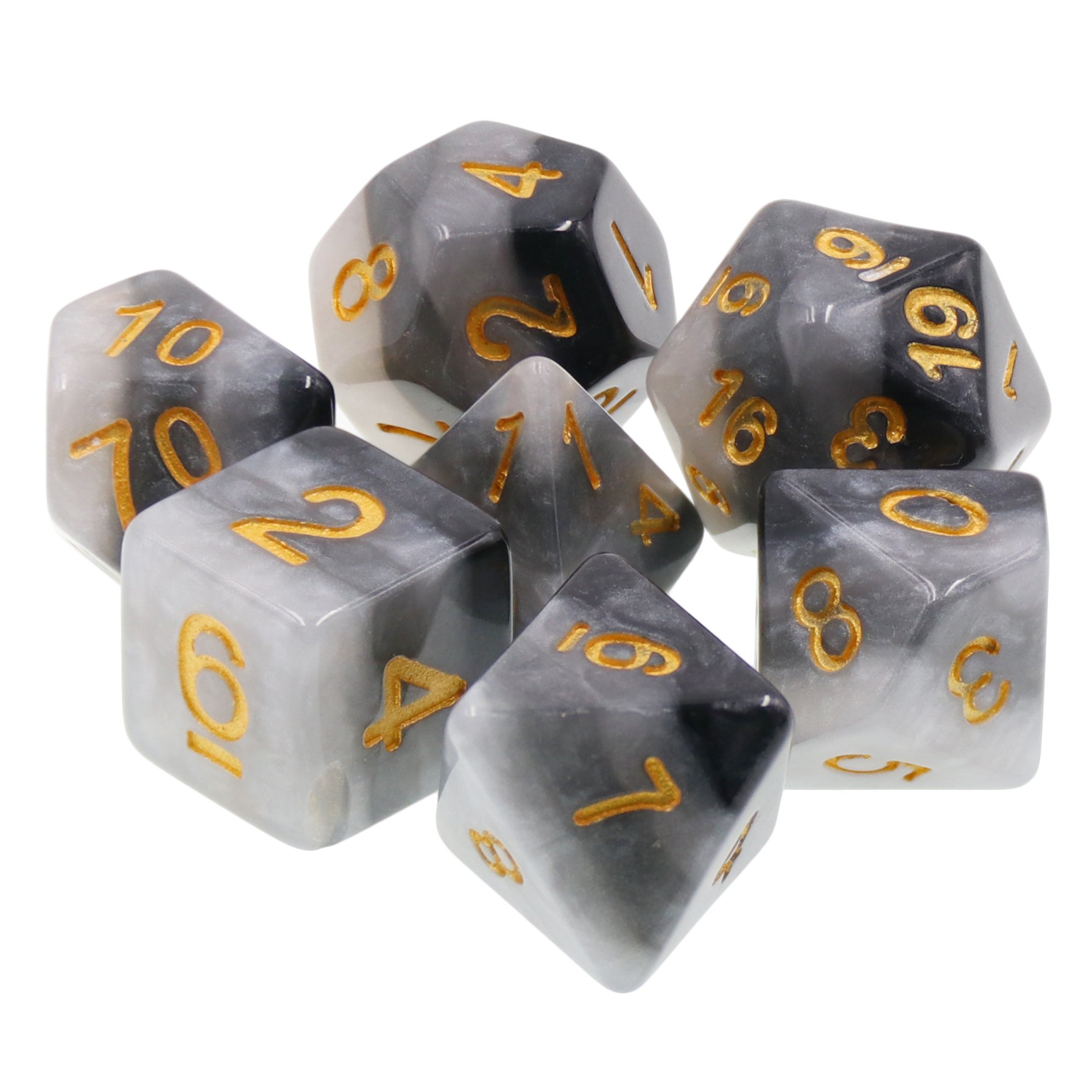 High Quality 7PCS Rainbow Color Polyhedral Layered Dice Set Custom Logo Resin DND Board Games Bulk Customizable Role Playing