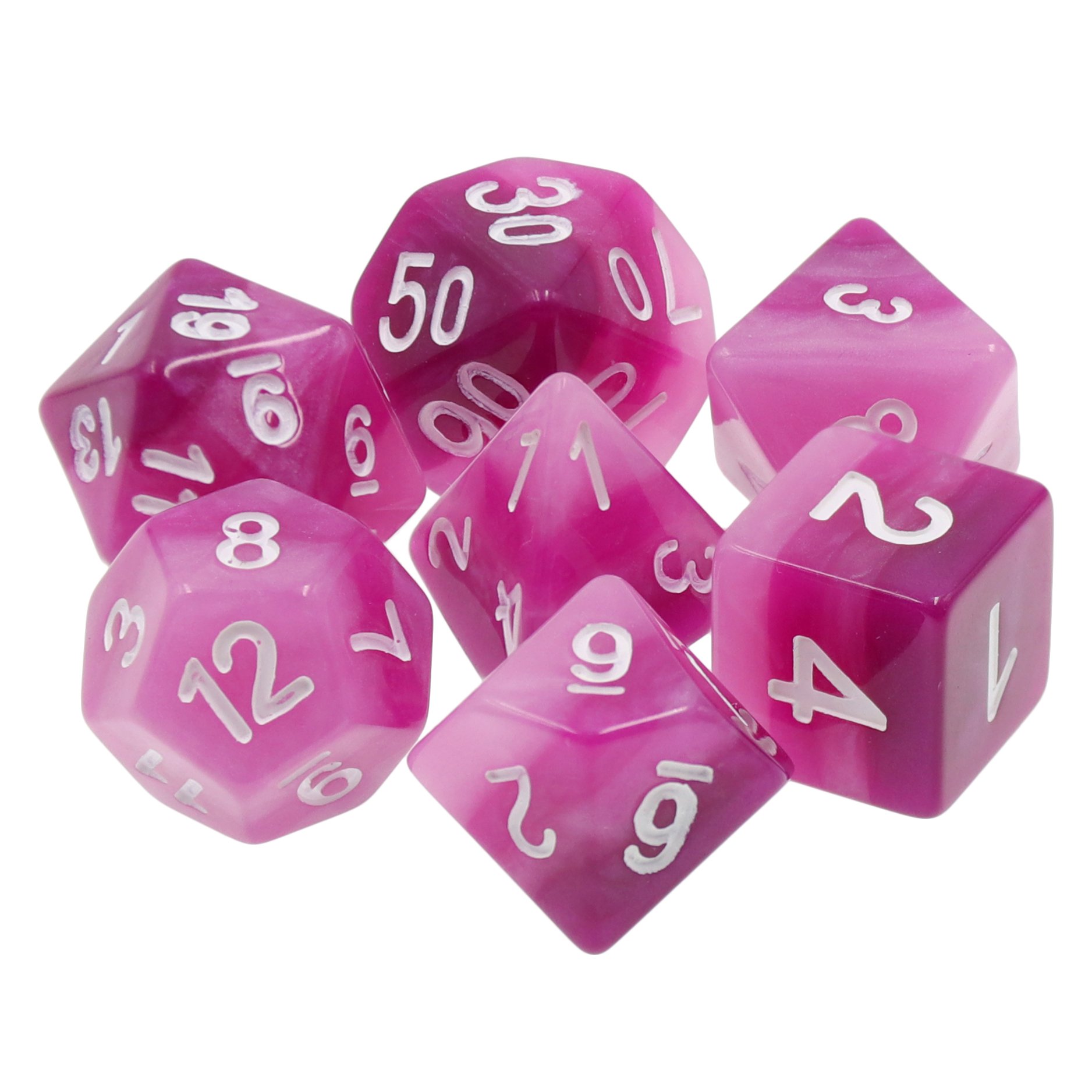 High Quality 7PCS Rainbow Color Polyhedral Layered Dice Set Custom Logo Resin DND Board Games Bulk Customizable Role Playing