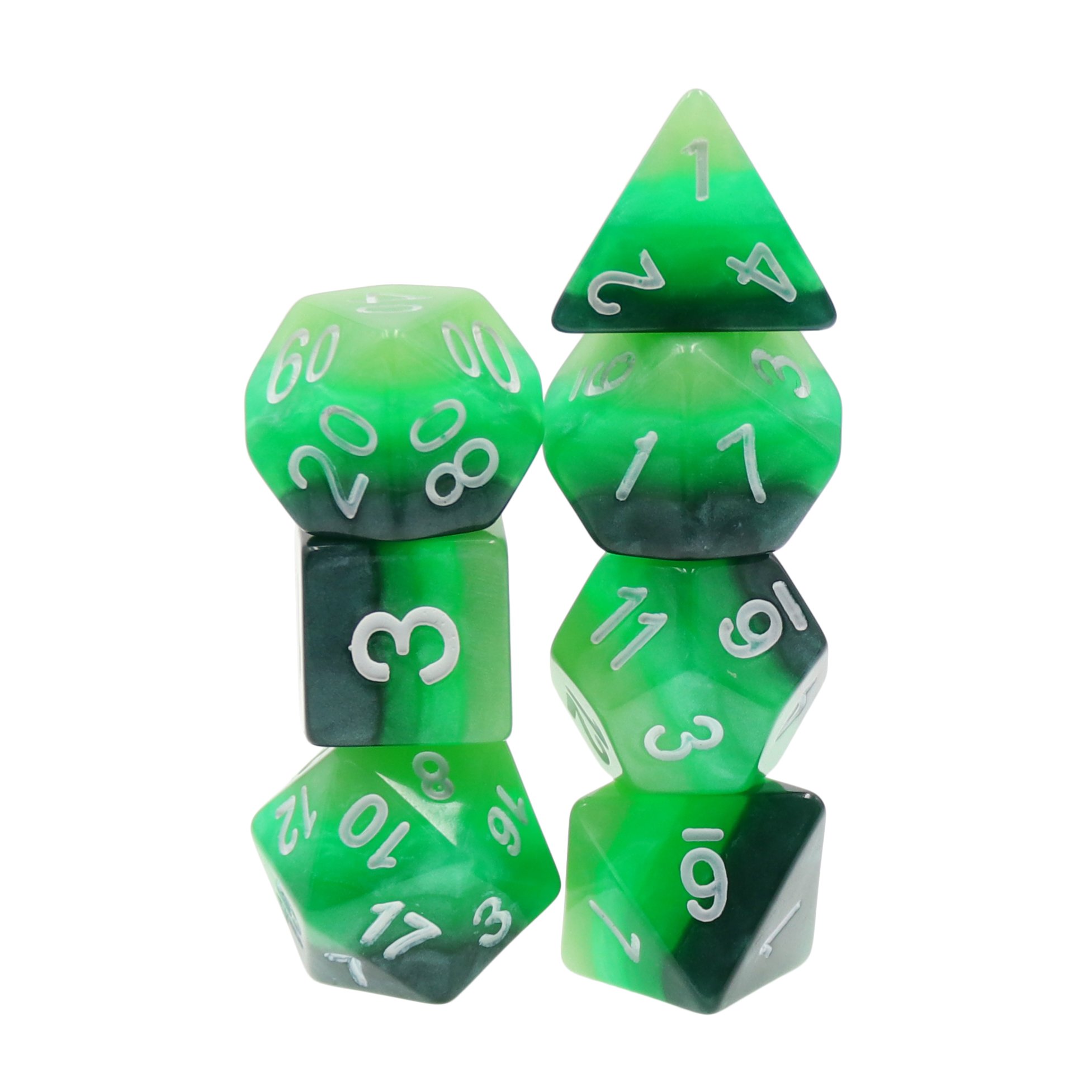 High Quality 7PCS Rainbow Color Polyhedral Layered Dice Set Custom Logo Resin DND Board Games Bulk Customizable Role Playing
