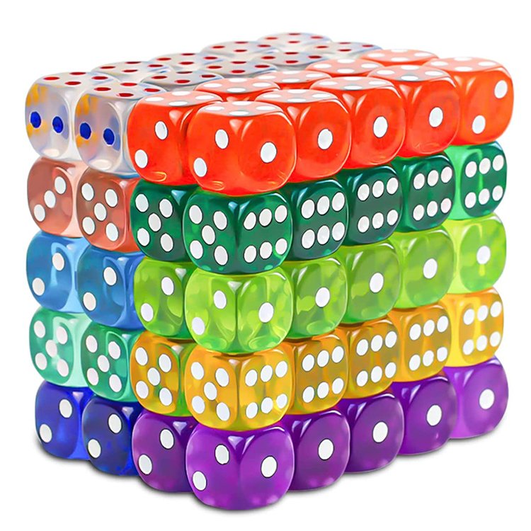 Custom 16MM Round Corner Game Dice Set 6 Sided Casino Dice Solid Multicolor Pocket Acrylic Dices for Board Games Party Holidays
