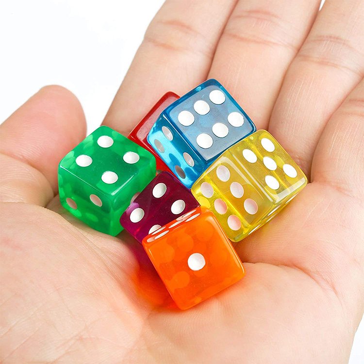 Custom 16MM Round Corner Game Dice Set 6 Sided Casino Dice Solid Multicolor Pocket Acrylic Dices for Board Games Party Holidays