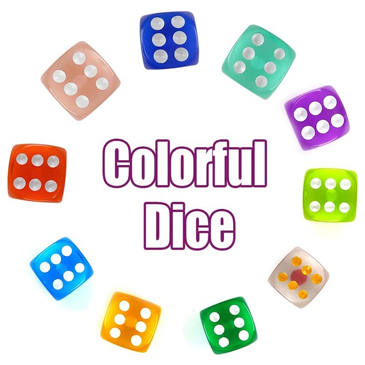 Custom 16MM Round Corner Game Dice Set 6 Sided Casino Dice Solid Multicolor Pocket Acrylic Dices for Board Games Party Holidays