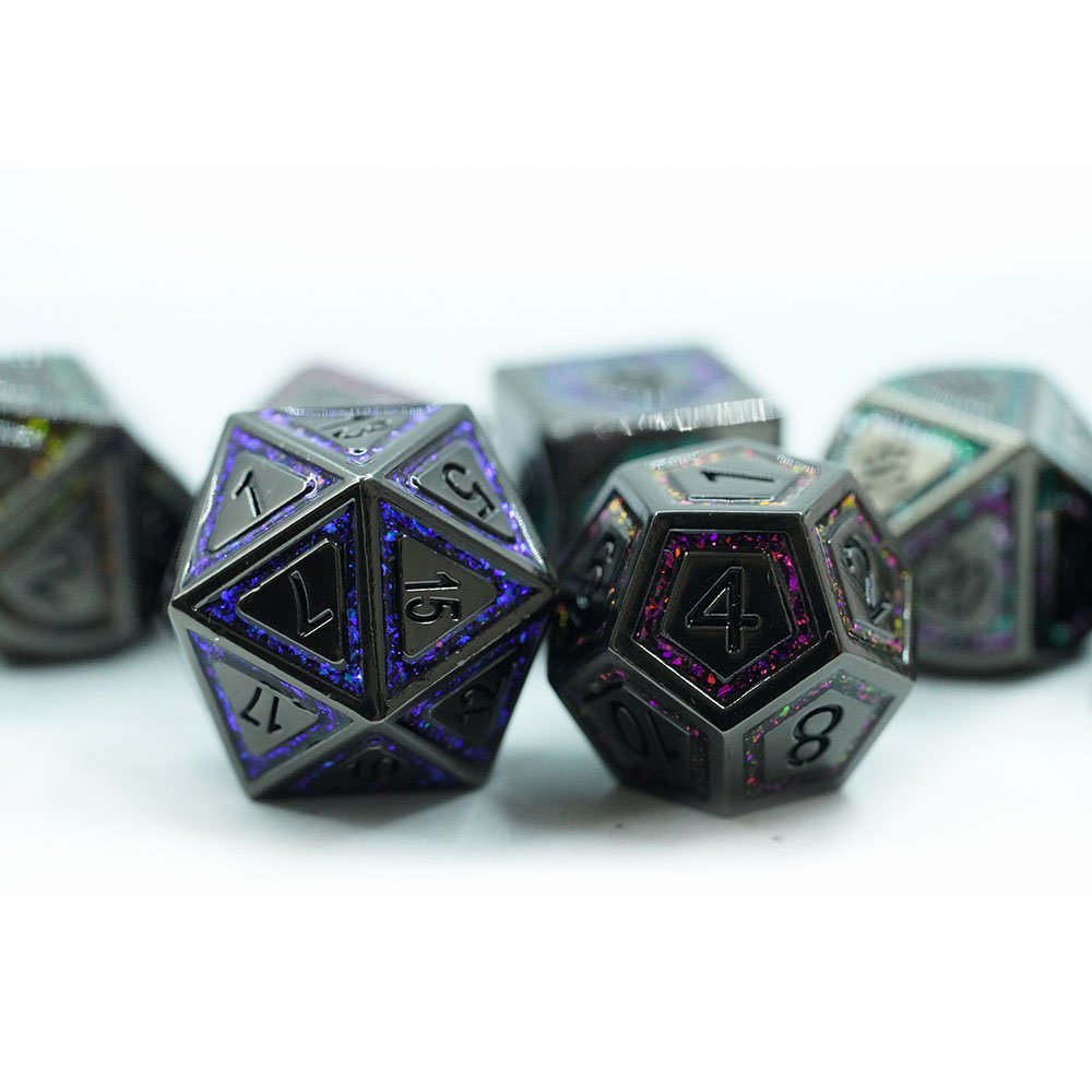 Zinc alloy metal Colorful Mica Cracked Stripe Shape DND Dice Set For RPG Game