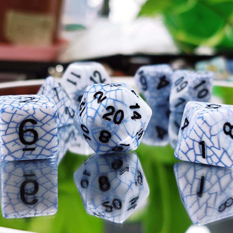 Polyhedral DnD Blue Color Dice 7pcs Set inclusion dice for DND