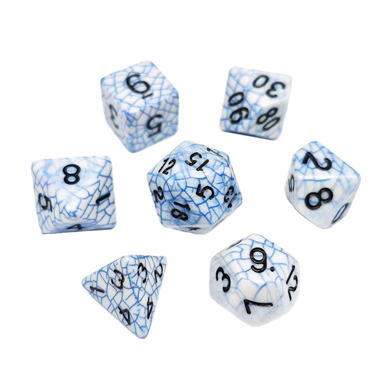 Polyhedral DnD Blue Color Dice 7pcs Set inclusion dice for DND