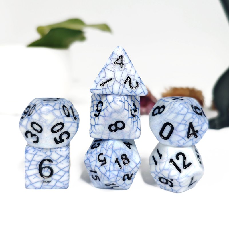 Polyhedral DnD Blue Color Dice 7pcs Set inclusion dice for DND
