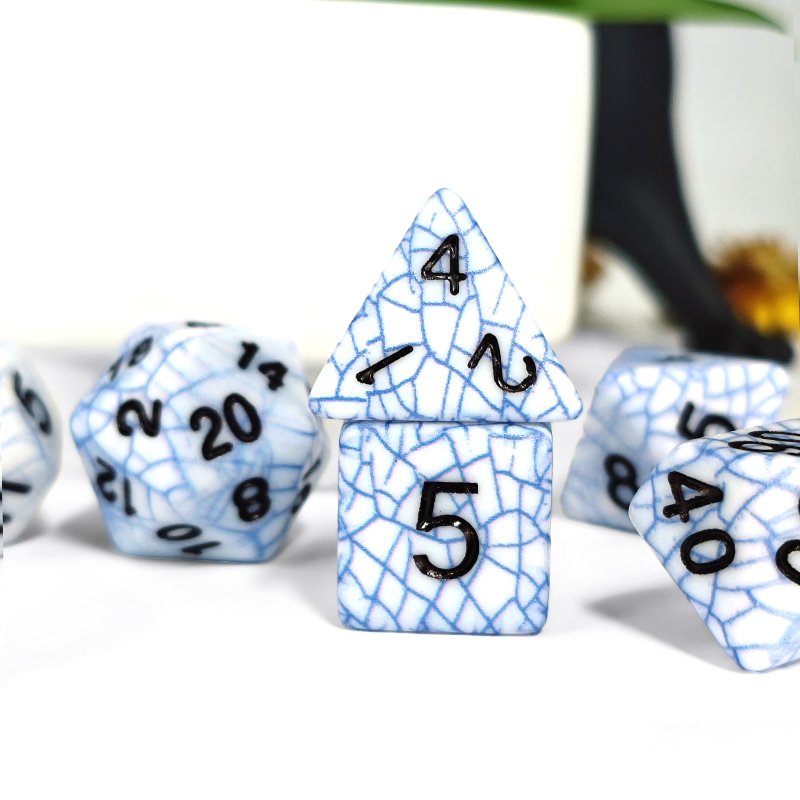 Polyhedral DnD Blue Color Dice 7pcs Set inclusion dice for DND