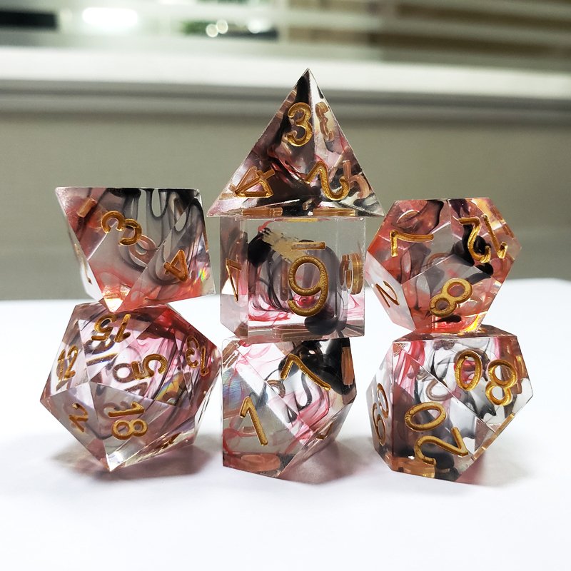 7 Pcs Polyhedral Colorful Transparent Plastic Role Playing Games Dnd RPG Resin Dice