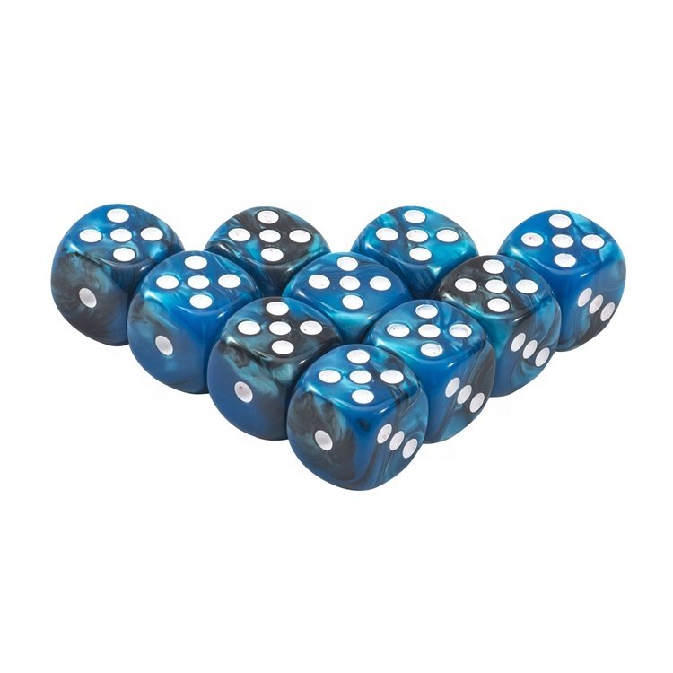 Factory Wholesale Acrylic Double Color D6 12mm Black Dice for Farkle Dice Game
