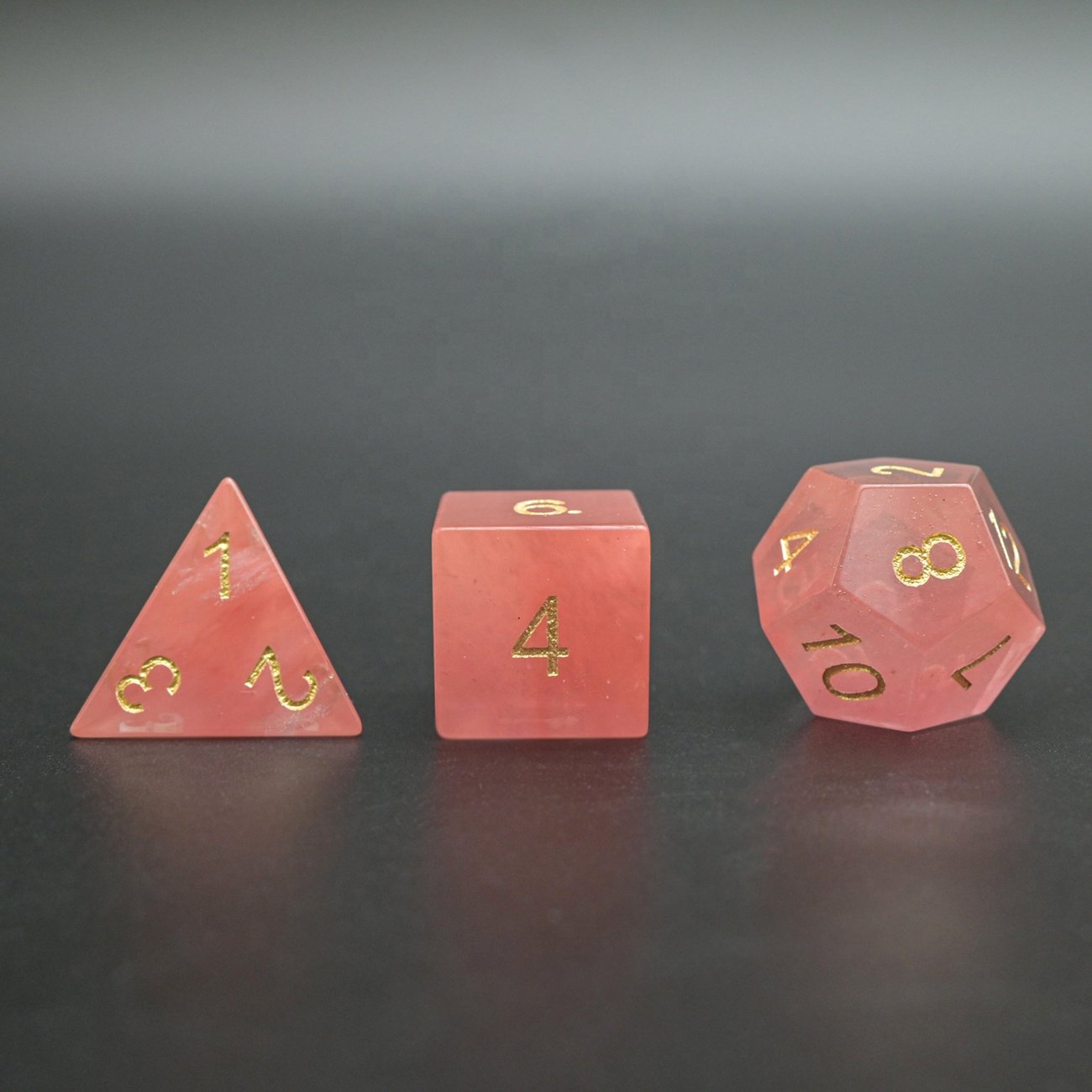 Precious RPG Dice Manufacturer Synthetic Watermelon Red Polyhedral DND Stone Dice Set for Big Game