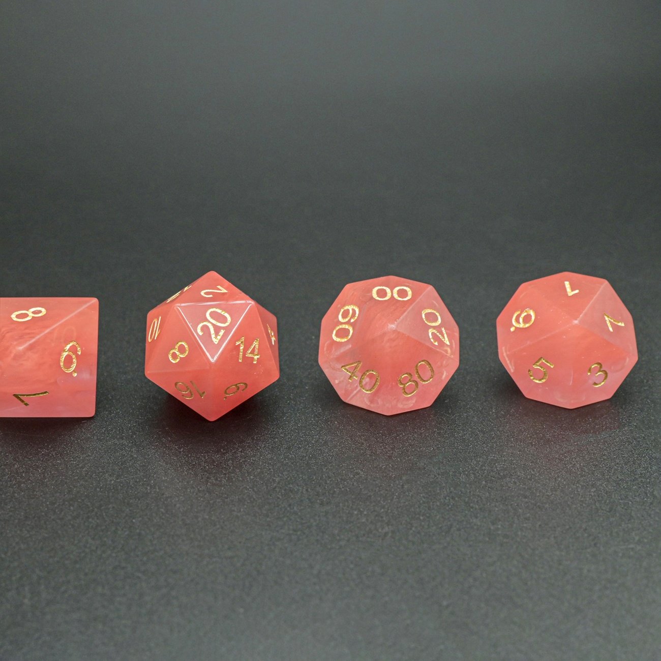 Precious RPG Dice Manufacturer Synthetic Watermelon Red Polyhedral DND Stone Dice Set for Big Game