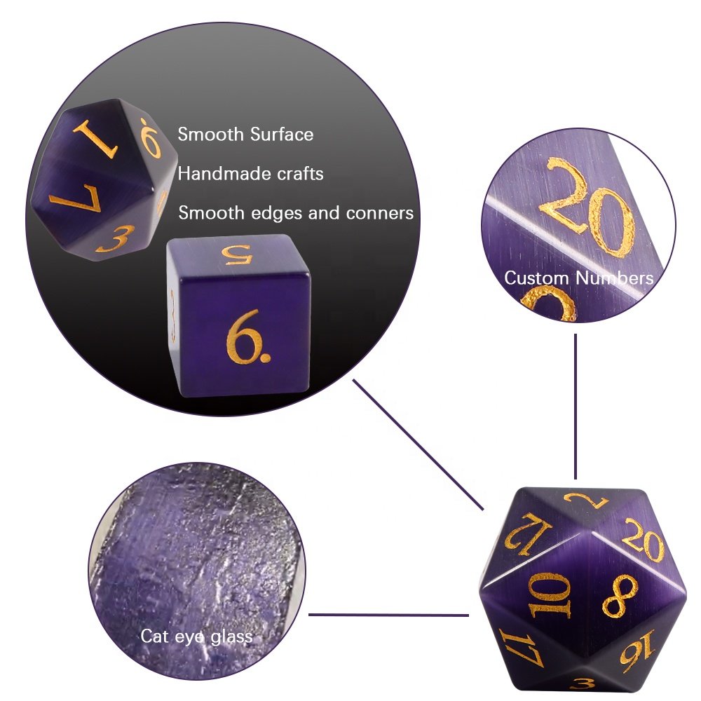 Bulk Dice Wholesale Purple Cat's Eye Glass Role-playing Game Dice