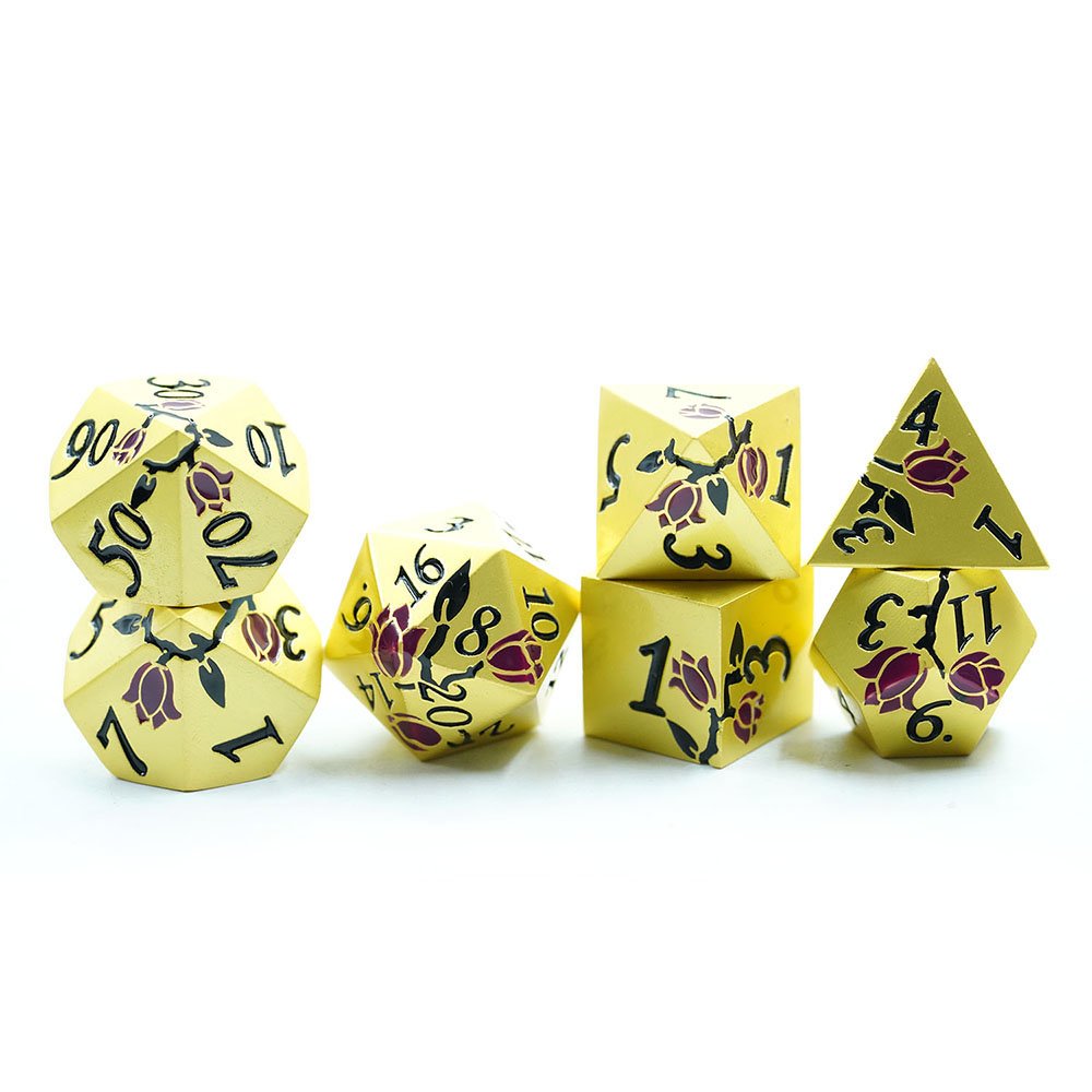 Popular Design Gold-plated zinc alloy Metal Custom Game Dice Set For Dungeons And Dragons
