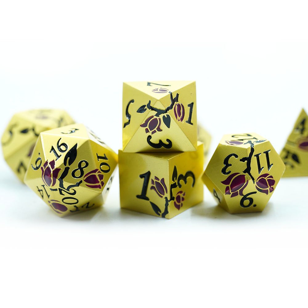 Popular Design Gold-plated zinc alloy Metal Custom Game Dice Set For Dungeons And Dragons
