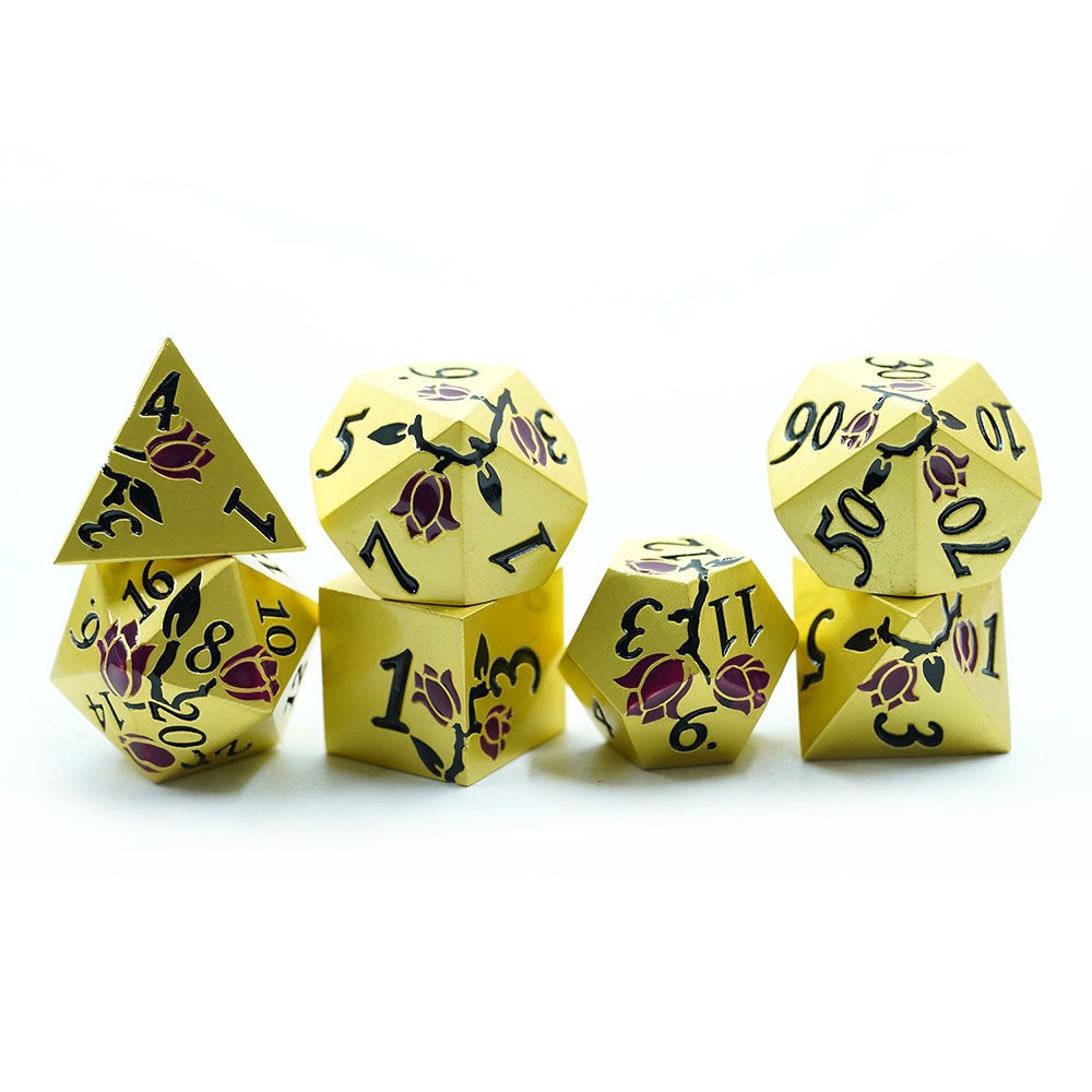 Popular Design Gold-plated zinc alloy Metal Custom Game Dice Set For Dungeons And Dragons