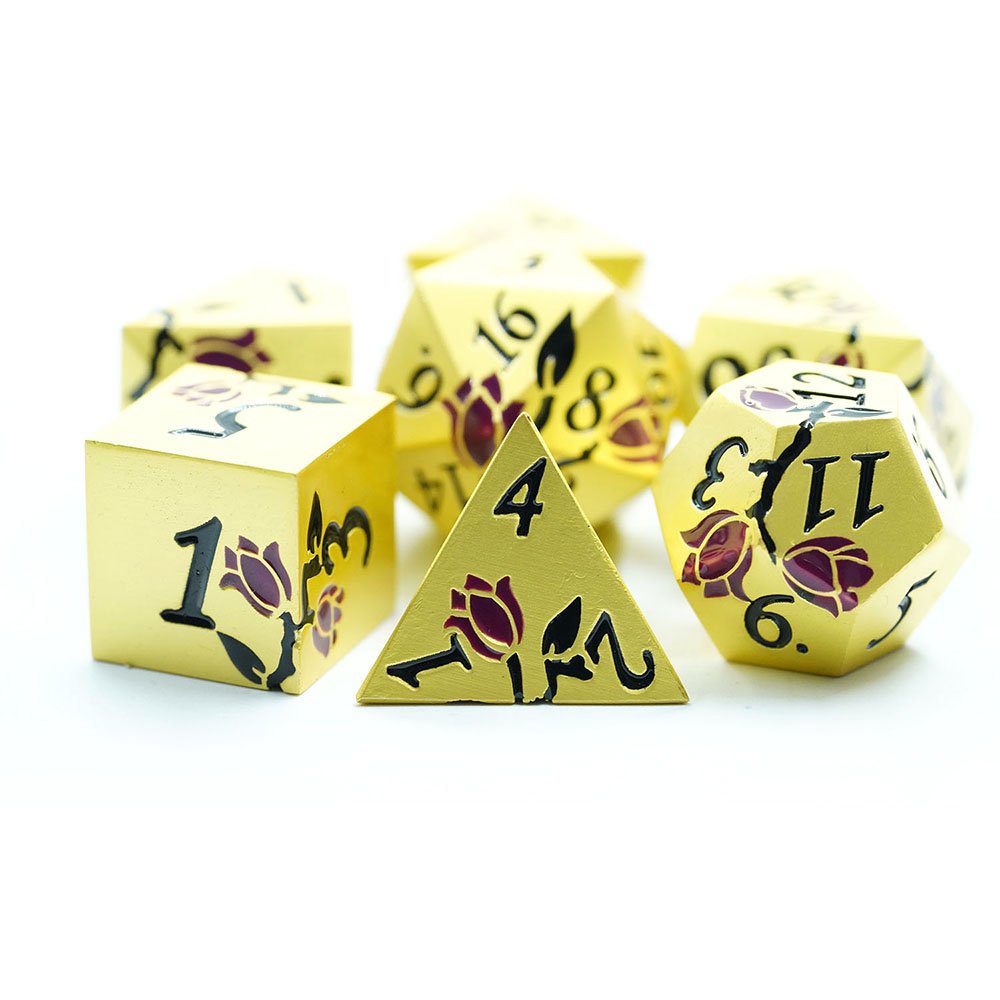 Popular Design Gold-plated zinc alloy Metal Custom Game Dice Set For Dungeons And Dragons