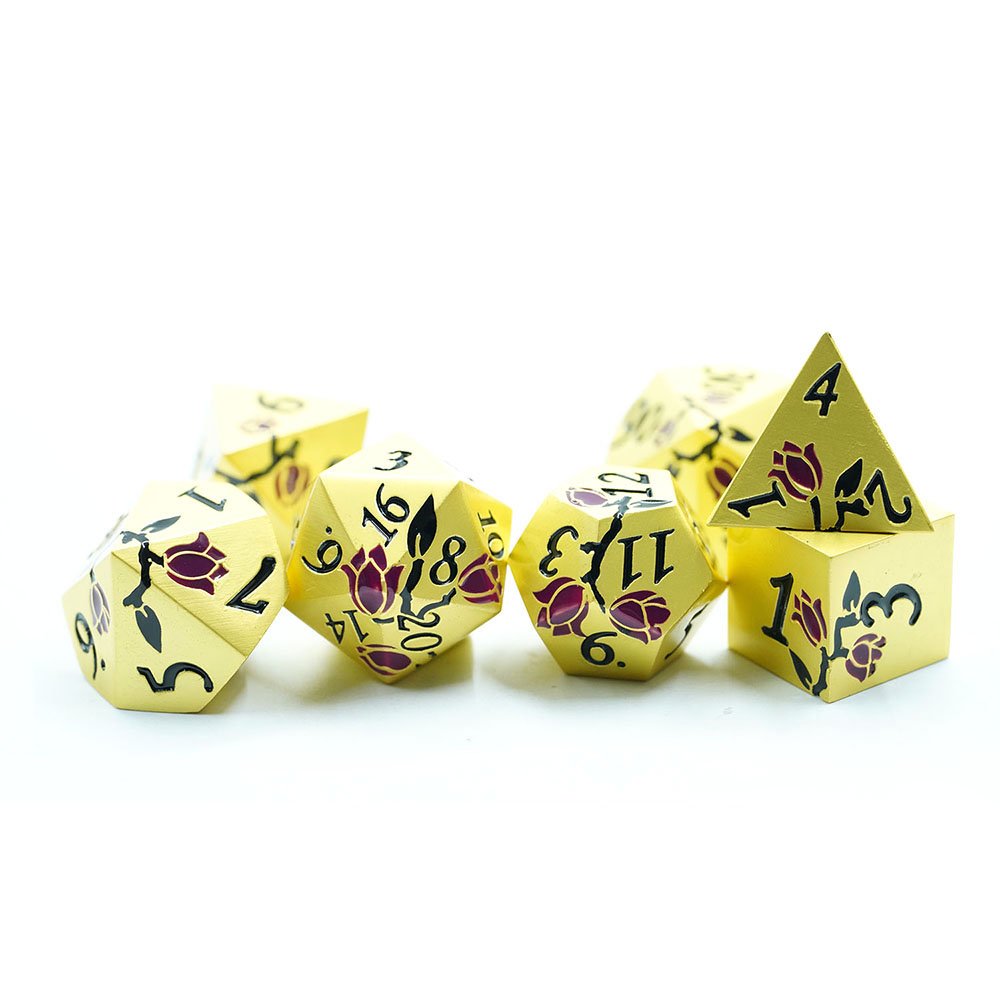 Popular Design Gold-plated zinc alloy Metal Custom Game Dice Set For Dungeons And Dragons