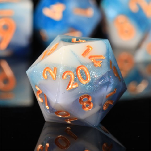 MINI PLANET Custom 7pcs Resin DND Sharp Edge Dice Set Handmade Polyhedral Board Game RPG Dragon and Dungeon Dice