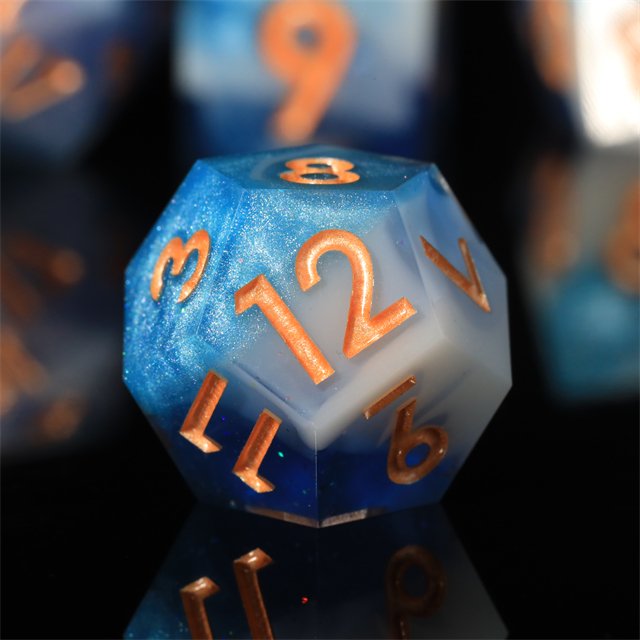 MINI PLANET Custom 7pcs Resin DND Sharp Edge Dice Set Handmade Polyhedral Board Game RPG Dragon and Dungeon Dice