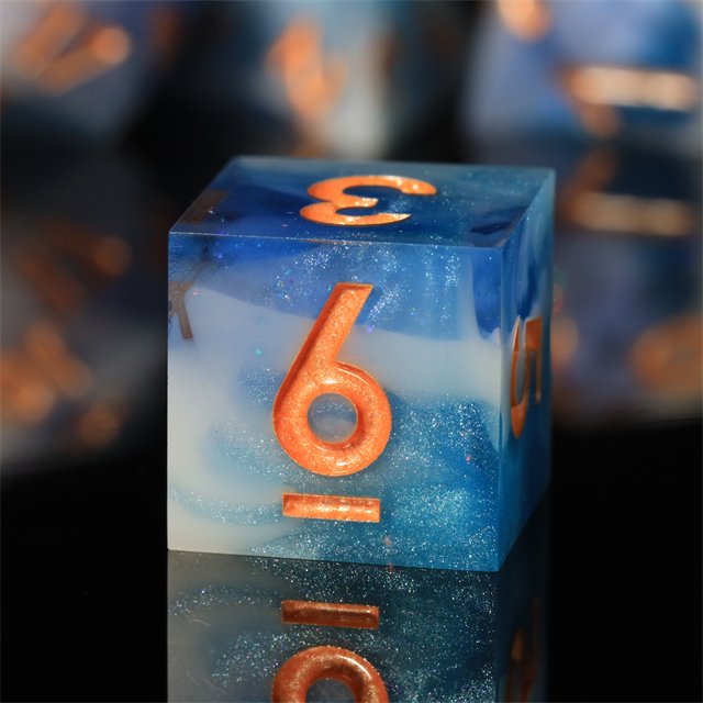 MINI PLANET Custom 7pcs Resin DND Sharp Edge Dice Set Handmade Polyhedral Board Game RPG Dragon and Dungeon Dice