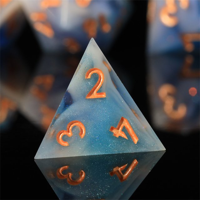 MINI PLANET Custom 7pcs Resin DND Sharp Edge Dice Set Handmade Polyhedral Board Game RPG Dragon and Dungeon Dice