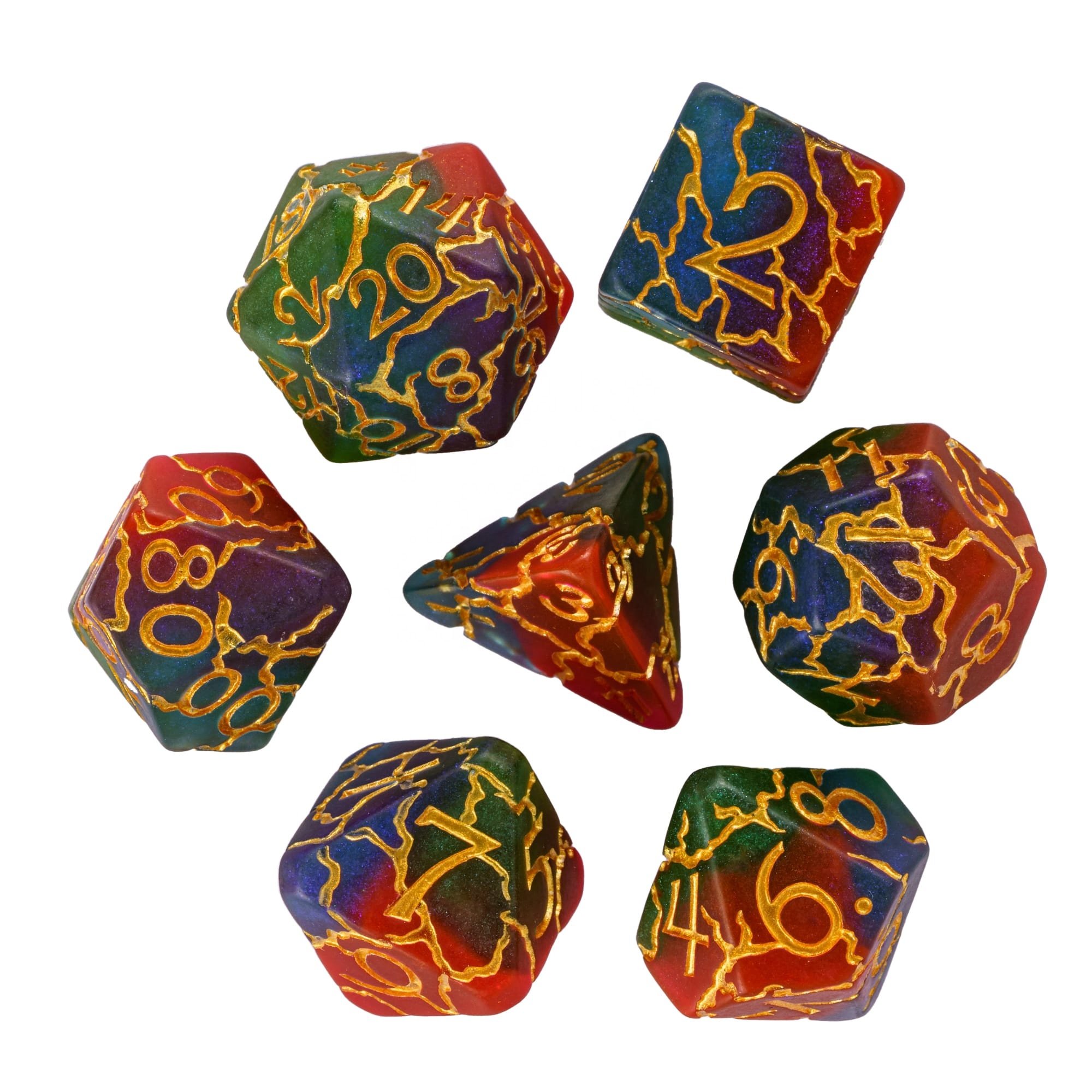 Udixi Plastic RPG Polyhedral Dungeons and Dragons d&d Resin custom logo crack Dice Set