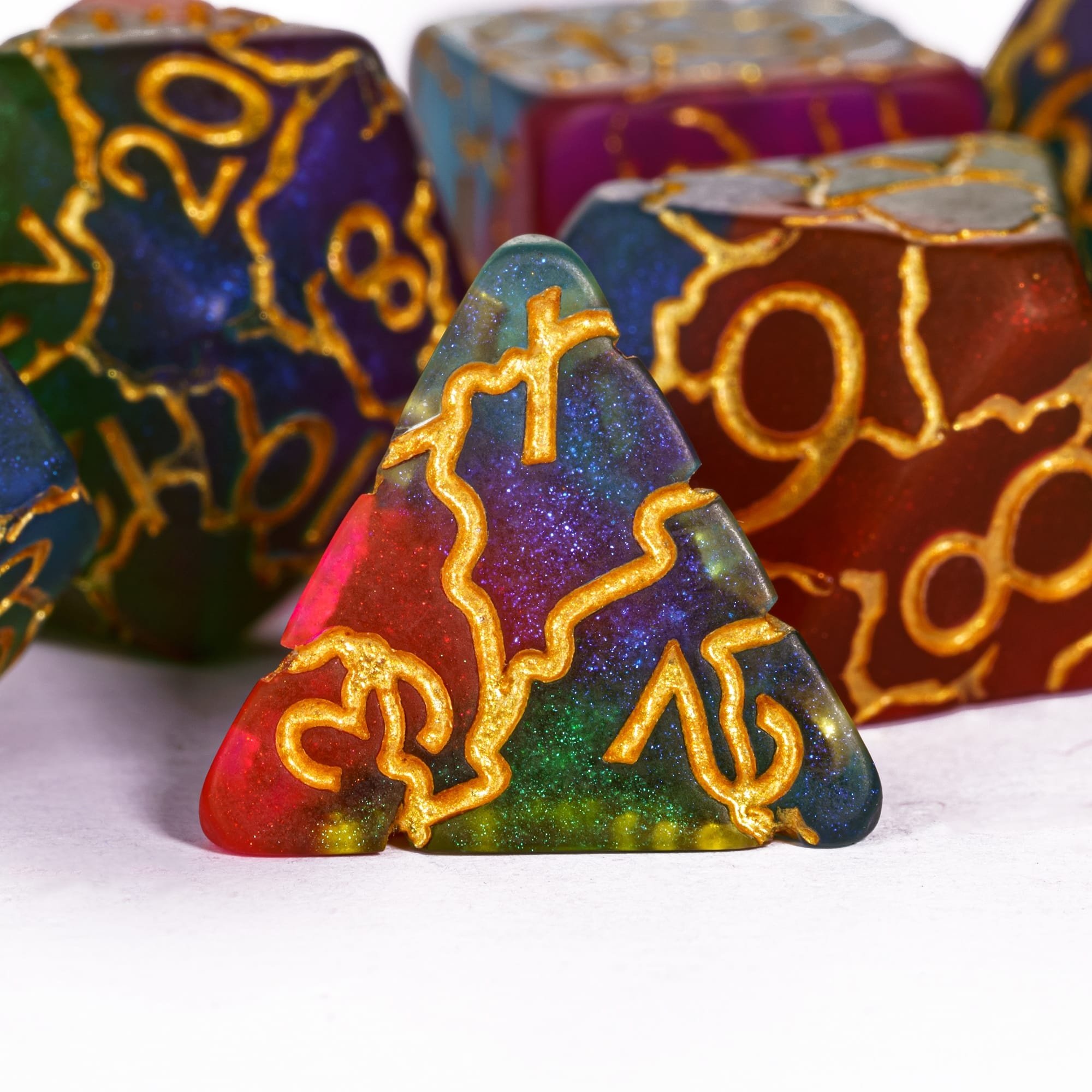 Udixi Plastic RPG Polyhedral Dungeons and Dragons d&d Resin custom logo crack Dice Set