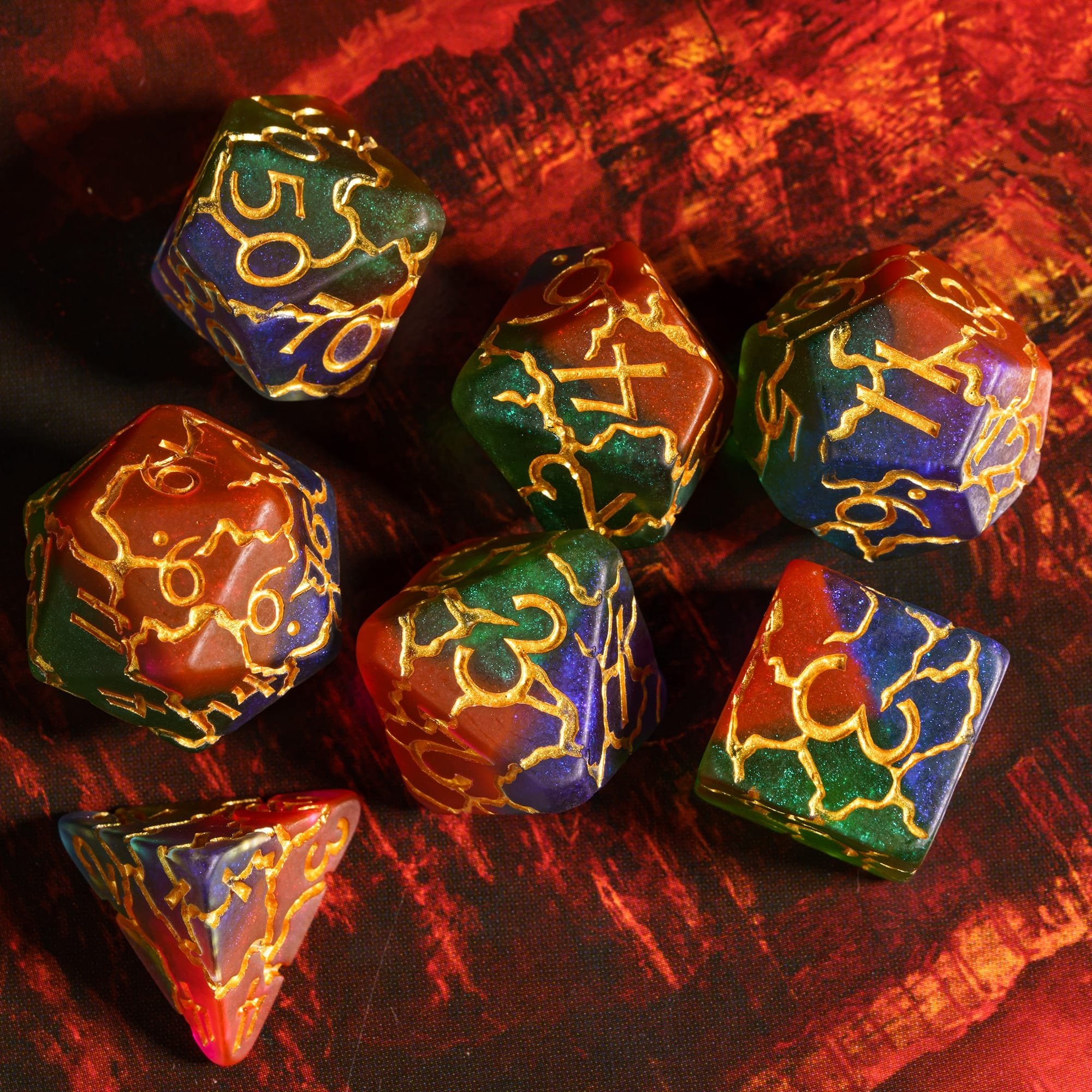 Udixi Plastic RPG Polyhedral Dungeons and Dragons d&d Resin custom logo crack Dice Set