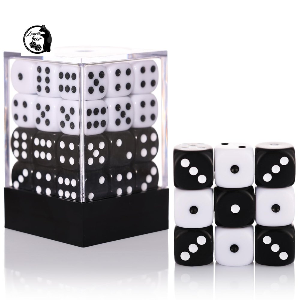 36pcs 12mm 6-Sided Dice Set D6 Board Game Dice with Portable Game Box