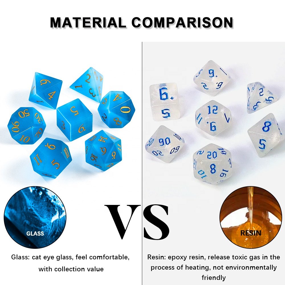 Bulk Dice DND Dice Glass Cat Eye D&D Gemstone Dice For Dungeons and Dragons RPG