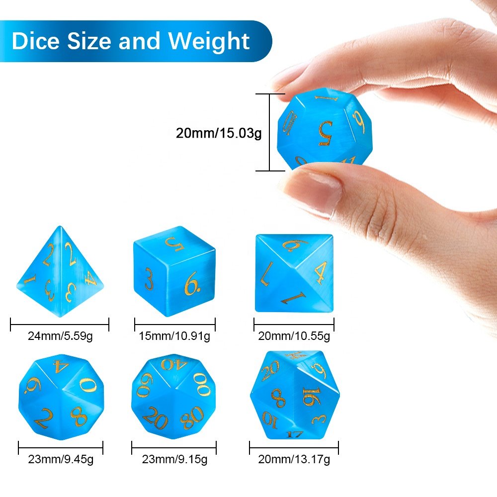 Bulk Dice DND Dice Glass Cat Eye D&D Gemstone Dice For Dungeons and Dragons RPG