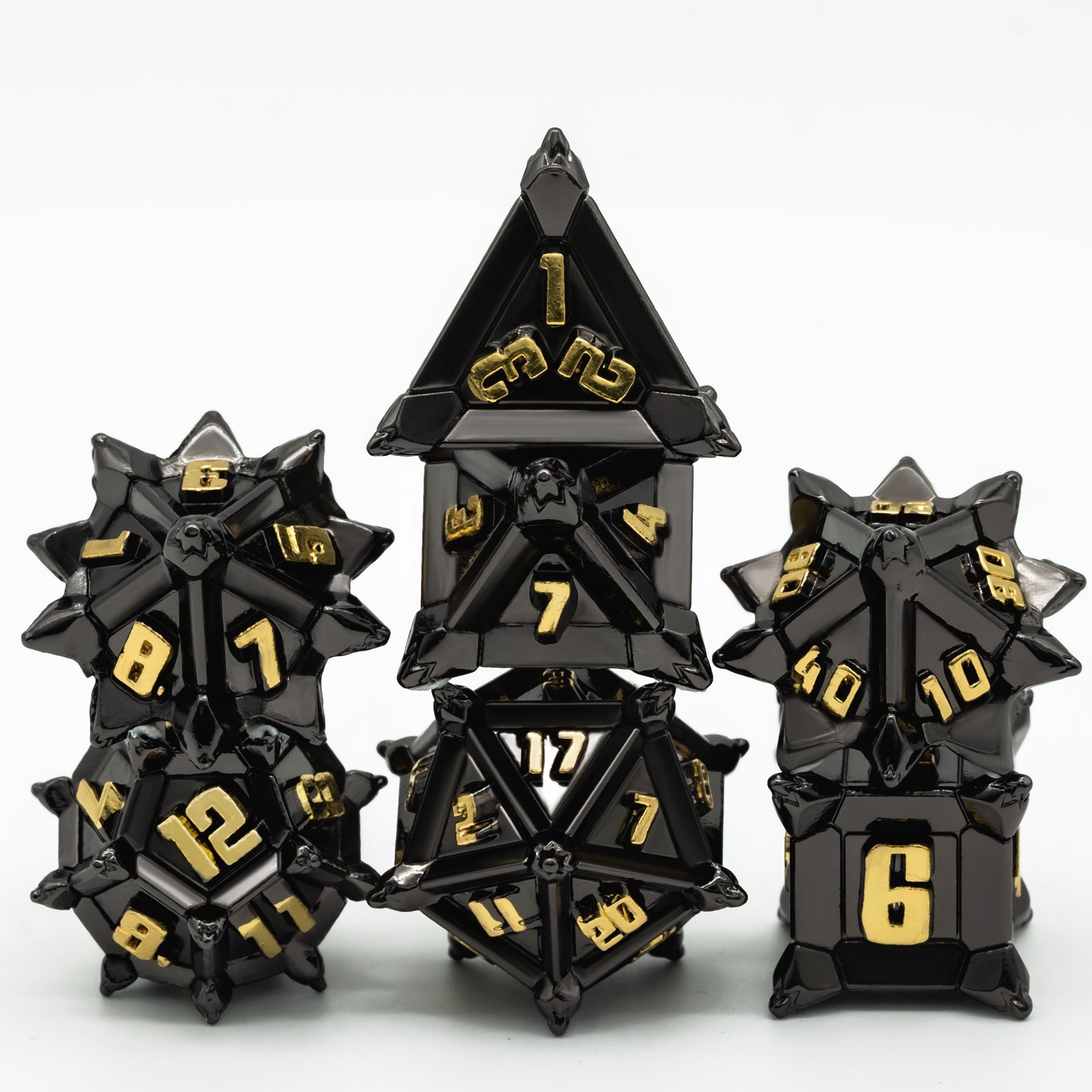 Udixi polyhedral 16mm Dungeons and Dragons rpg dice custom logo metal dice set Pinwheel