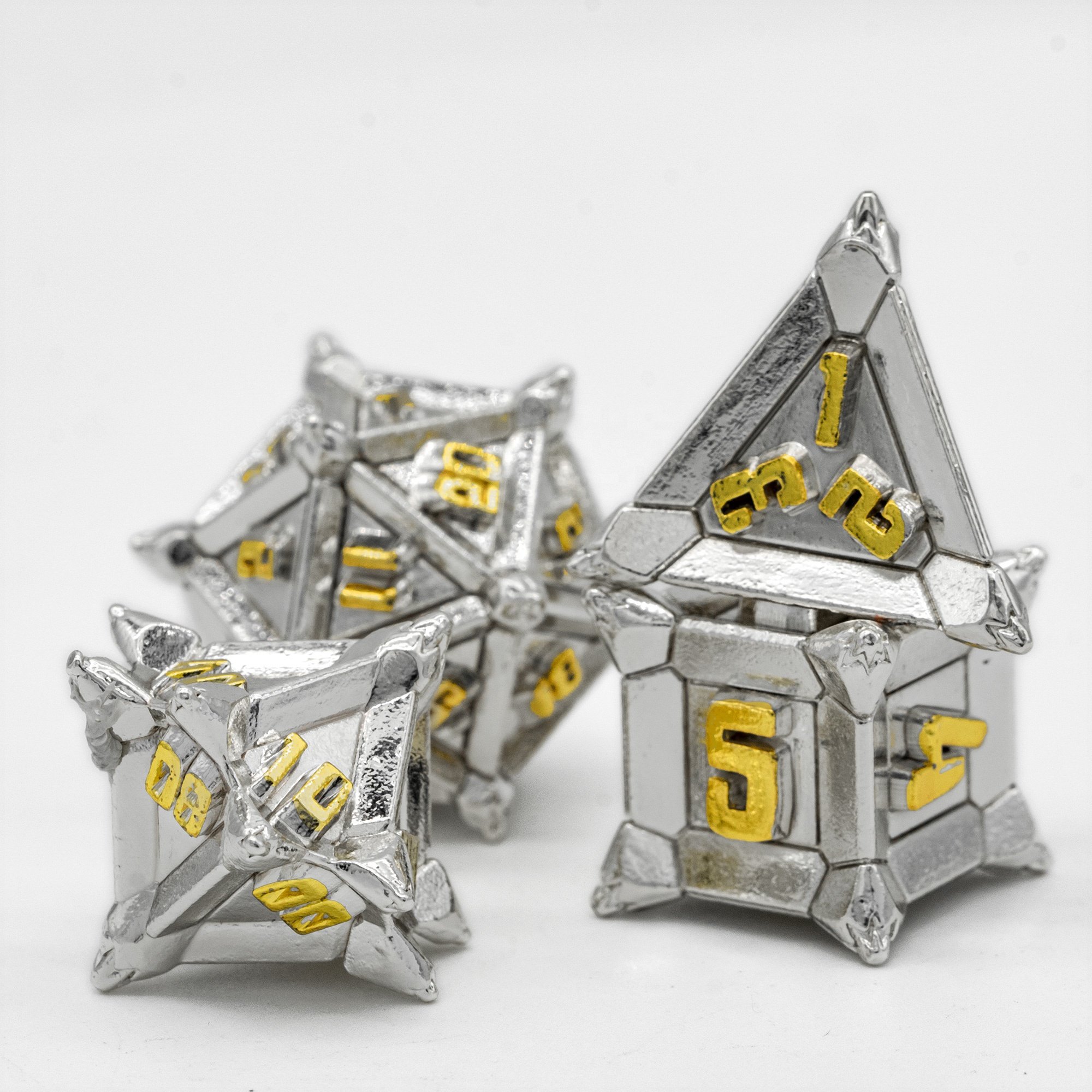 Udixi polyhedral 16mm Dungeons and Dragons rpg dice custom logo metal dice set Pinwheel