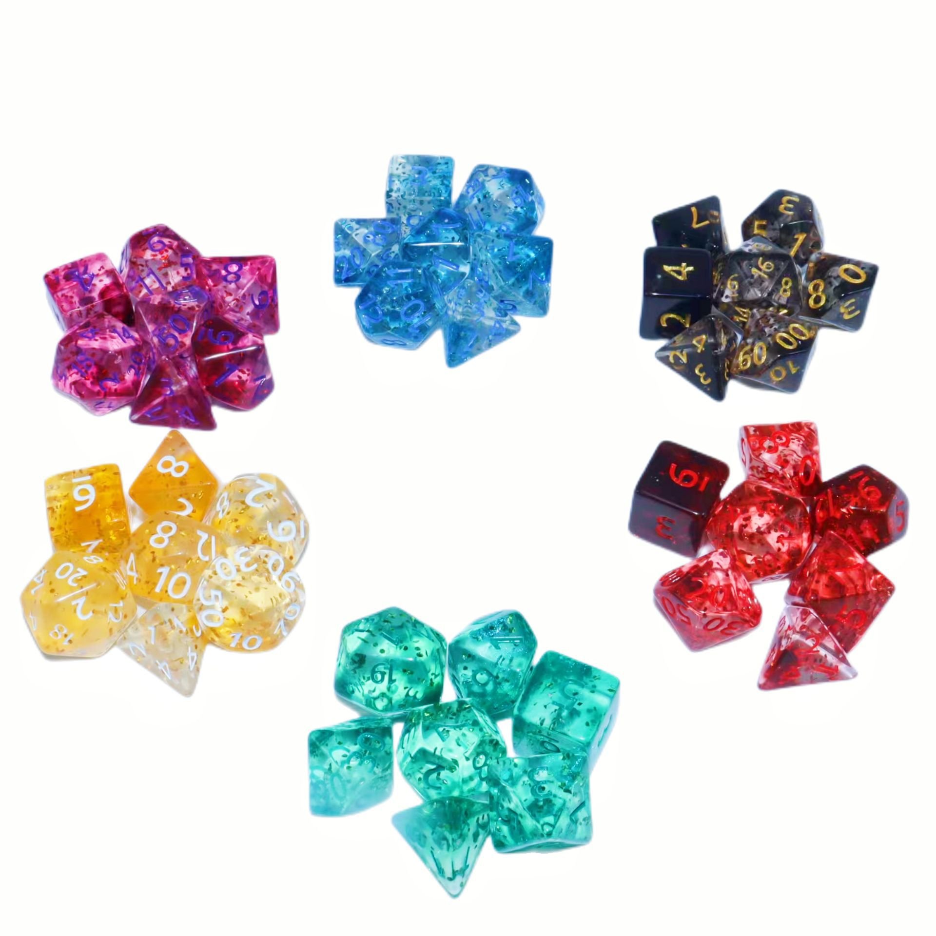 7pcs Set Crystal Style Dice Polyhedral Table Game Dice Role-Playing Dice Set