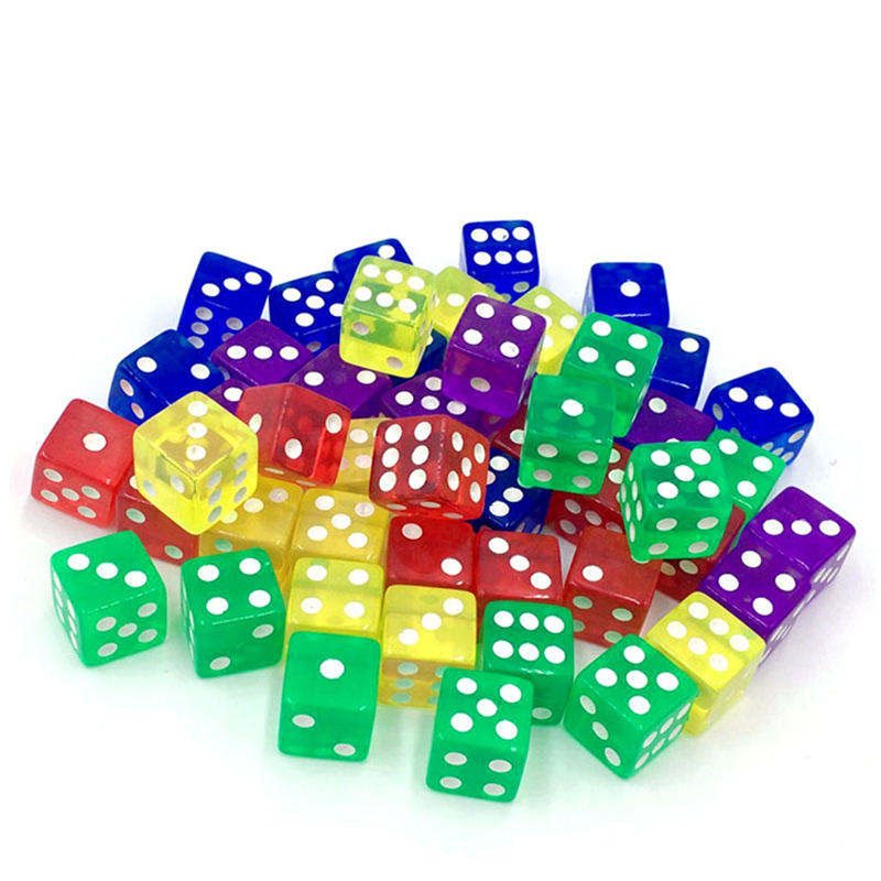 Transparent Right Angle Dice D6 16mm Multicolor Games Laser Engraving Custom Dice Acrylic Dice