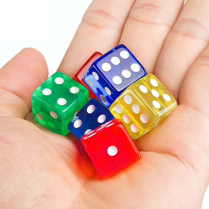 Transparent Right Angle Dice D6 16mm Multicolor Games Laser Engraving Custom Dice Acrylic Dice