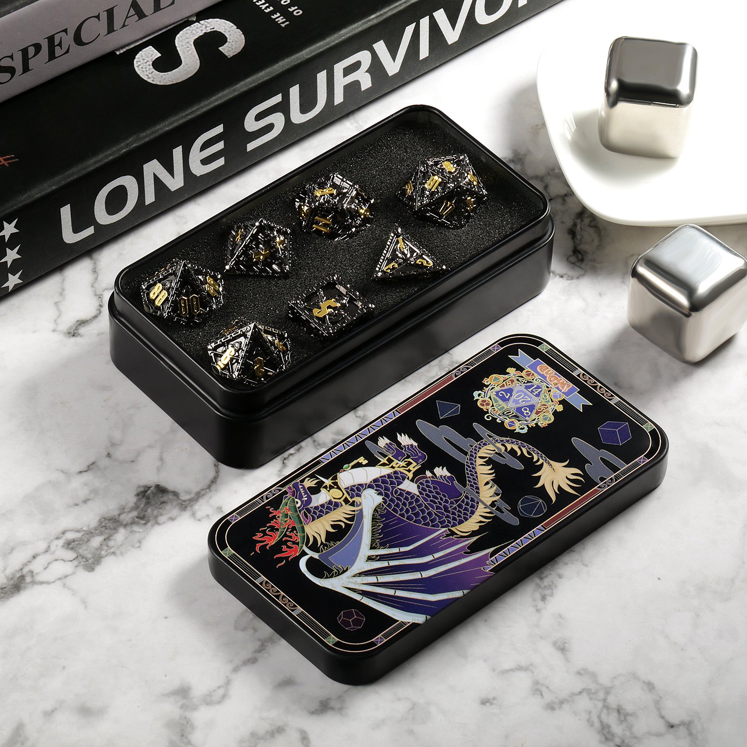 Factory wholesale metal dice custom dnd dice set different dnd dice manufacturers for dungeons and dragons board game