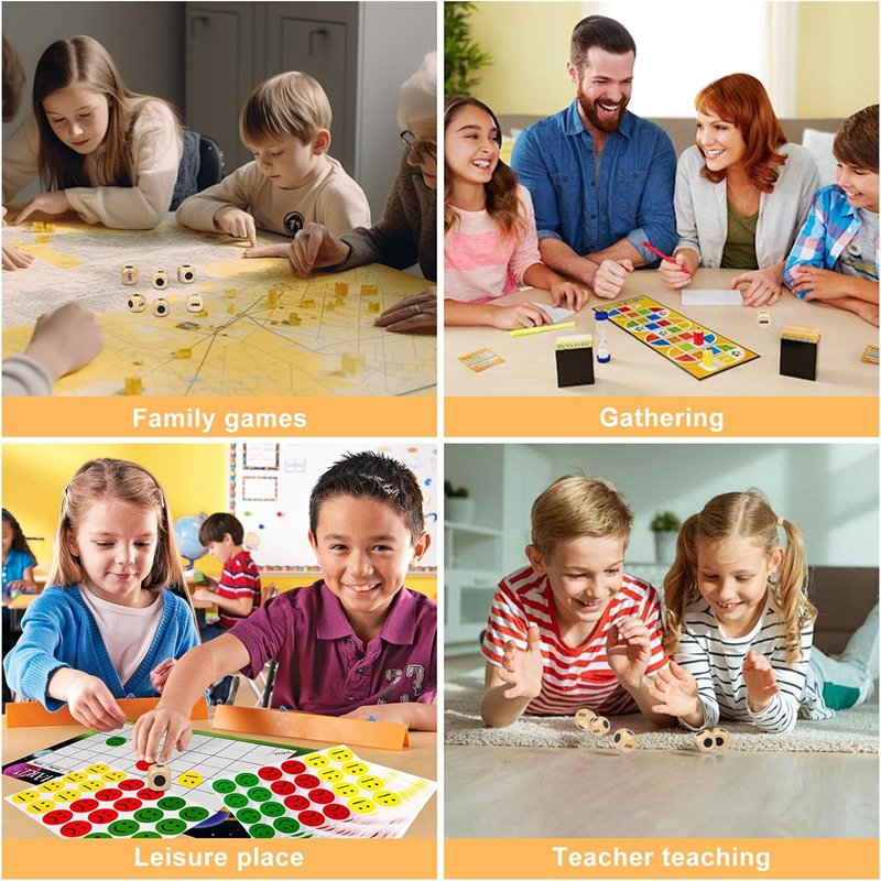 Indoor Outdoor Kids Toys Family Travel 6Pcs Dice Game Wooden 1.2 inch Left Right Center Dice Set with Carry Bag