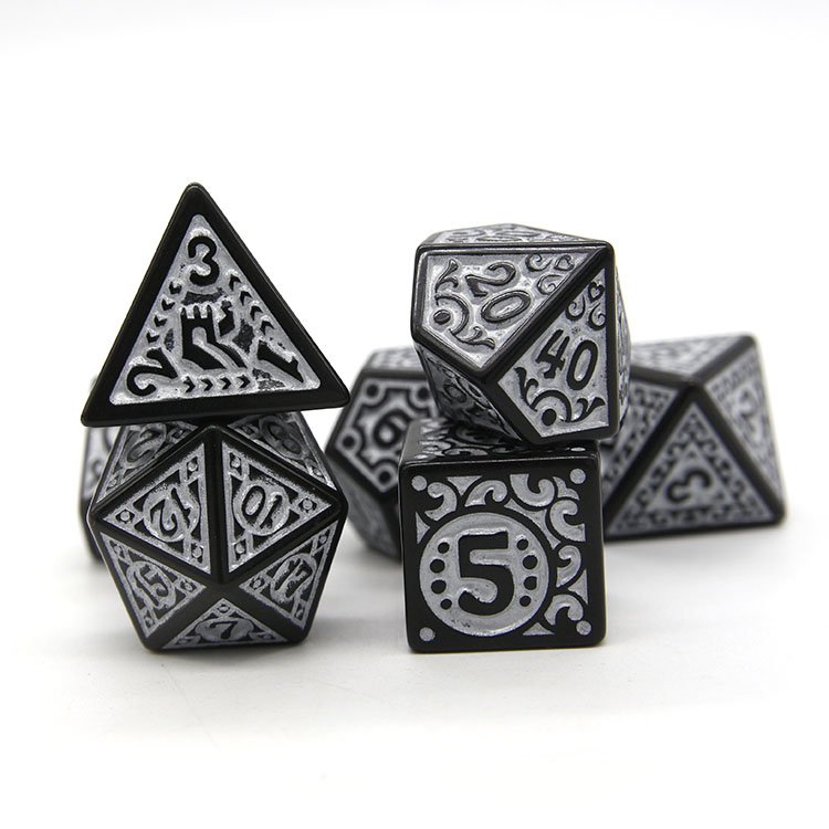 Acrylic White Paint Black Dice Game DND Dice